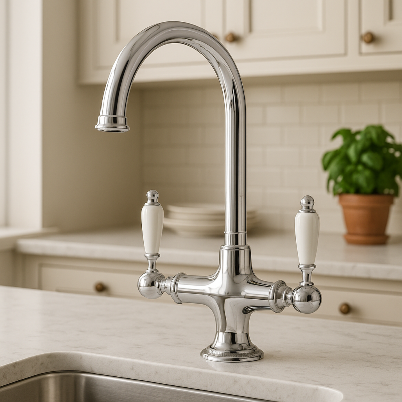 PB Robinet de cuisine classique avec poignées blanches Chrome 1208910882